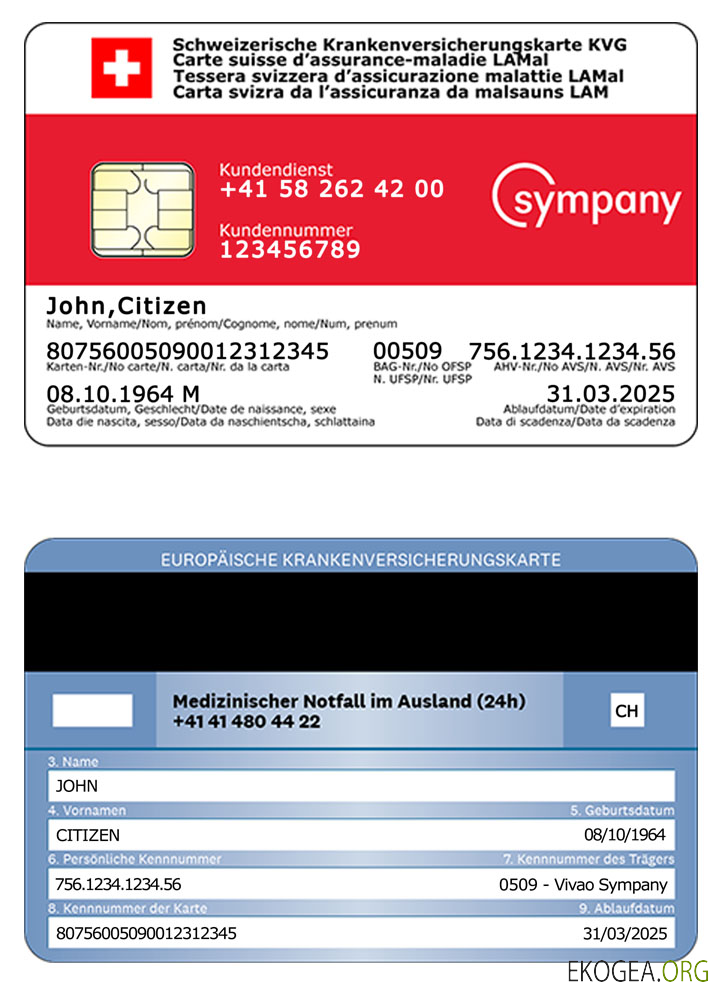 Carte d'assurance maladie suisse